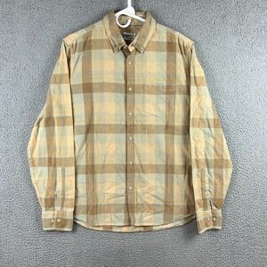 Wellen Corduroy Shirt Mens Medium Earth Tones Plaid Organic Cotton Huckberry